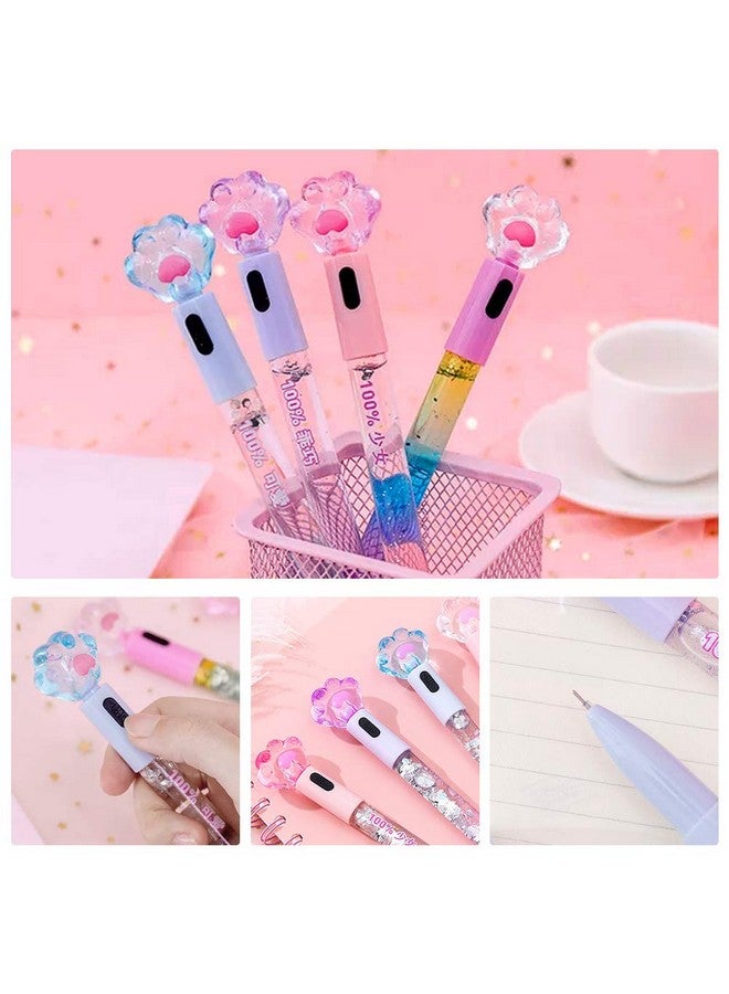 SITAKE 8 Pcs Cute Pens Kawaii Pens Fun Pens, 0.5Mm Cat Paw Shiny Luminous Ballpoint Pens, Korean Japanese Stationery School Supplies For Teen Girls Women, Black Writing Gel Pens - Image 5