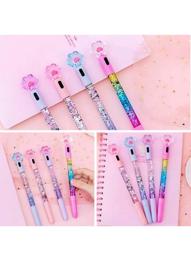 SITAKE 8 Pcs Cute Pens Kawaii Pens Fun Pens, 0.5Mm Cat Paw Shiny Luminous Ballpoint Pens, Korean Japanese Stationery School Supplies For Teen Girls Women, Black Writing Gel Pens - Image 4