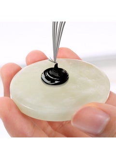 Bememo 2 Pieces Jade Stone For Lash Glue Eyelash Extension Round Jade Stone Lash Glue Holders Adhesive Pallet Fake Eye Lash Holder Base 2 Inch (Green)  - Image 4
