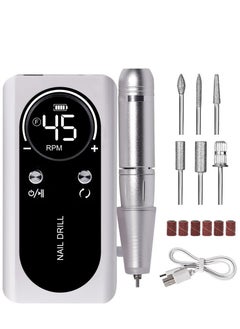 GUDOO Rechargeable 45000RPM Nail Drill Portable Nail Drill Machine Electric Nail E File Manicure Drill Set High Speed Nail Tools for Nail Salon Silver  - Image 1