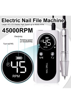 GUDOO Rechargeable 45000RPM Nail Drill Portable Nail Drill Machine Electric Nail E File Manicure Drill Set High Speed Nail Tools for Nail Salon Silver  - Image 4