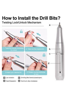 GUDOO Rechargeable 45000RPM Nail Drill Portable Nail Drill Machine Electric Nail E File Manicure Drill Set High Speed Nail Tools for Nail Salon Silver  - Image 3