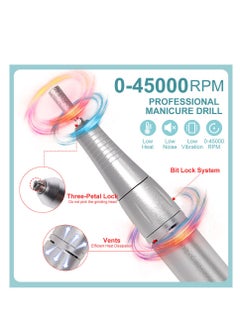 GUDOO Rechargeable 45000RPM Nail Drill Portable Nail Drill Machine Electric Nail E File Manicure Drill Set High Speed Nail Tools for Nail Salon Silver  - Image 2