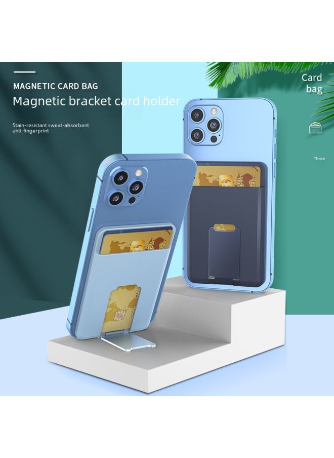For Apple 12 Card Pack IPhone13 Full Size Magsafe Bracket Original Strong Magnetic Silicone Card Holder-Specifications:Midnight Blue (Viscose) - Image 1
