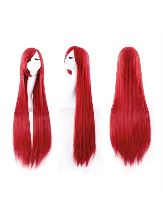 MapofBeauty 40" 100cm Anime Costume Long Straight Cosplay Wig Party Wig (Red)  - Image 3