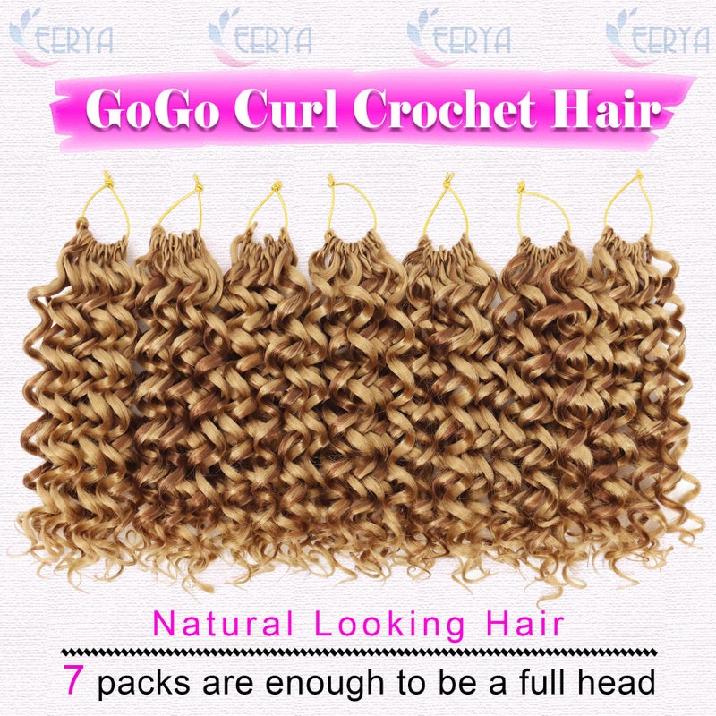 Eerya 7 Packs GoGo Curl Crochet Hair 10 Inch Short Curly Crochet Hair for Women Water Wave Beach Curl Deep Twist Crochet Braids Synthetic Braiding Hair Extensions (10 Inch, P27/30) - Image 2