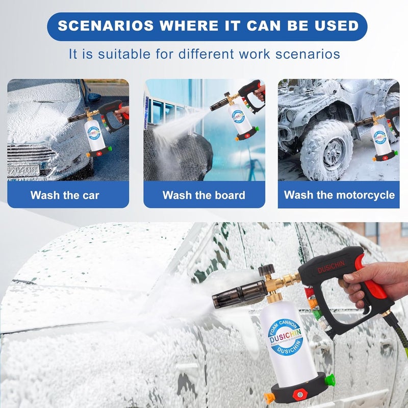 DUSICHIN SFL-001 Foam Cannon Snow Foam Lance Pressure Washer Jet Wash Quick Release Adjustable 1/4" Fitting Male - Image 4