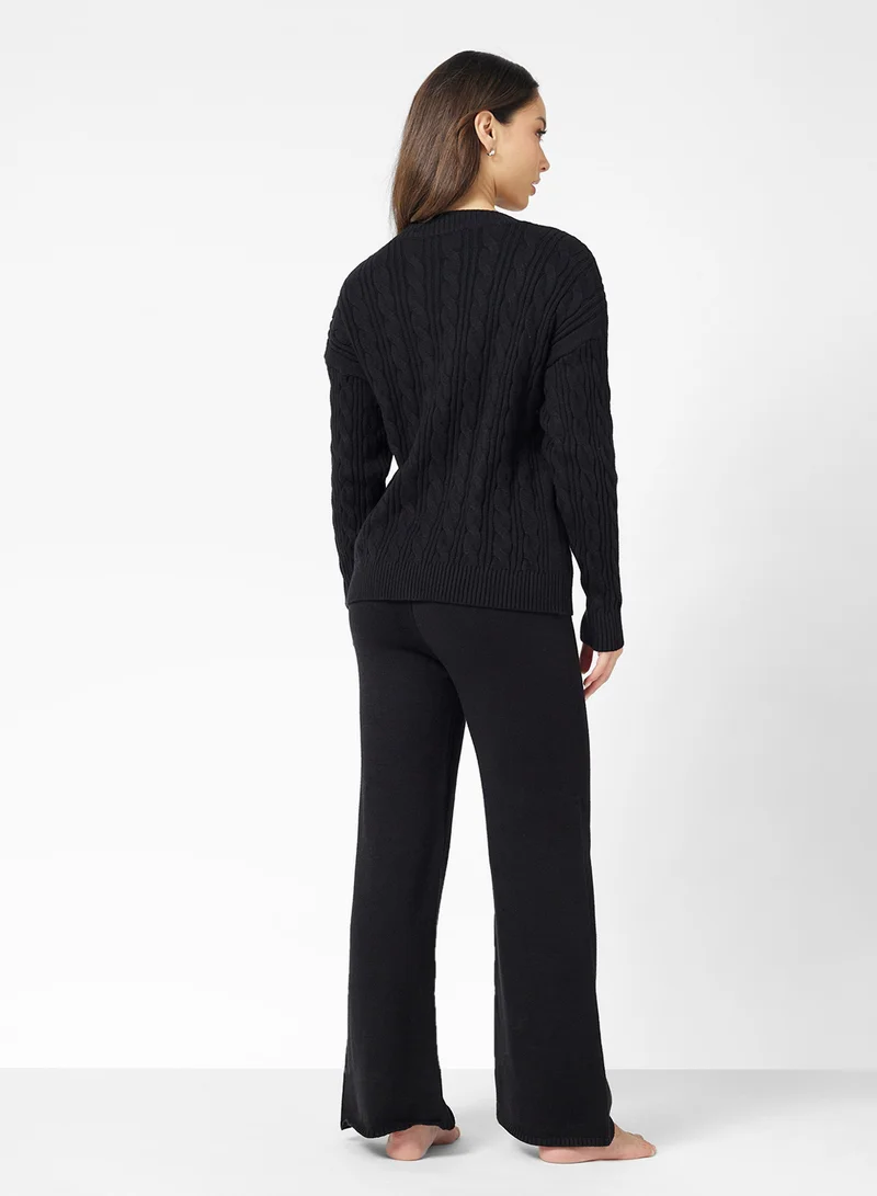 Ginger Basics Cable Knit Sweater & Pant Coord Set