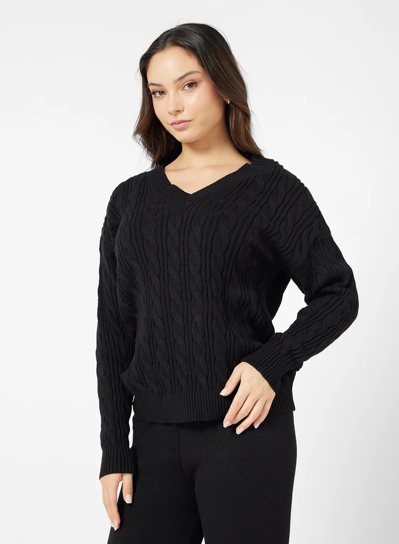 Ginger Basics Cable Knit Sweater & Pant Coord Set