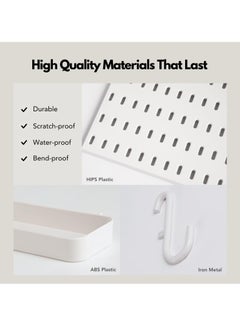 GUDOO Pegboard Combination Kit 4 Pegboards and 14 Accessories Modular Hanging for Wall Organizer Crafts Organization Ornaments Display Nursery Storage 22" x 22" White  Peg Board  - Image 2