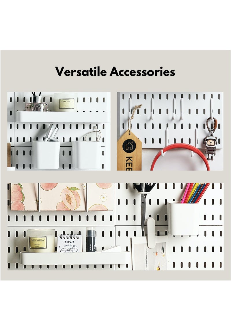 GUDOO - Pegboard Combination Kit 4 Pegboards and 14 Accessories Modular Hanging for Wall Organizer Crafts Organization Ornaments Display Nursery Storage 22" x 22" White  Peg Board - Image 1