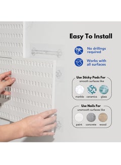GUDOO Pegboard Combination Kit 4 Pegboards and 14 Accessories Modular Hanging for Wall Organizer Crafts Organization Ornaments Display Nursery Storage 22" x 22" White  Peg Board  - Image 3