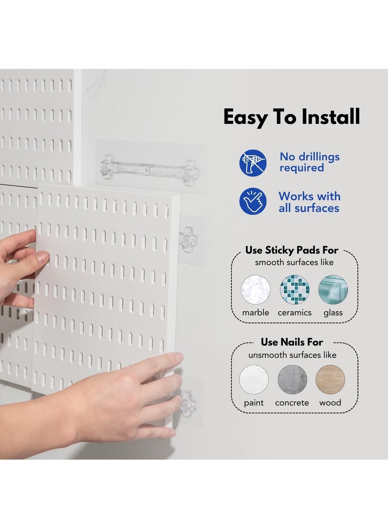 GUDOO - Pegboard Combination Kit 4 Pegboards and 14 Accessories Modular Hanging for Wall Organizer Crafts Organization Ornaments Display Nursery Storage 22" x 22" White  Peg Board - Image 1
