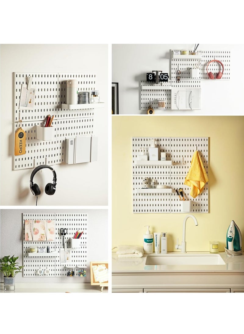 GUDOO - Pegboard Combination Kit 4 Pegboards and 14 Accessories Modular Hanging for Wall Organizer Crafts Organization Ornaments Display Nursery Storage 22" x 22" White  Peg Board - Image 1
