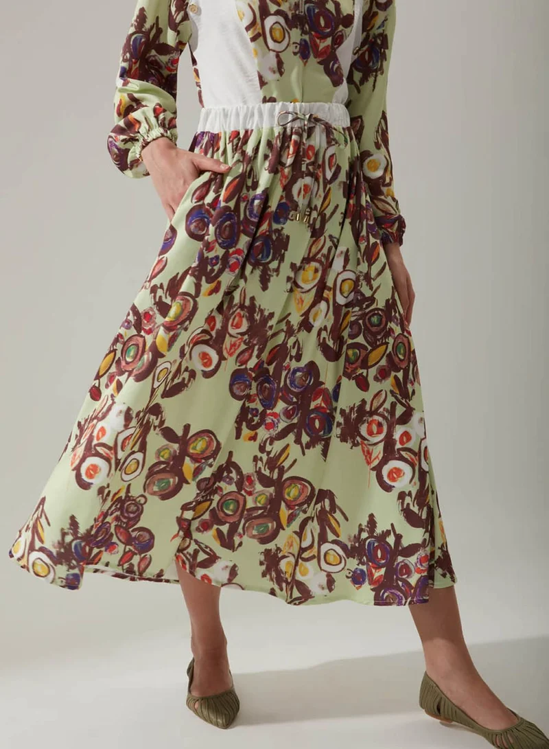 MIZALLE High Waist Floral Print Skater Skirt