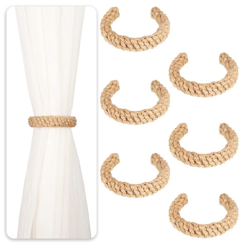 Curtain Tiebacks Rustic Curtain Holdbacks Braided Drapes Ties Handmade Tiebacks for Home Office Light Weight Drapes Decoration Supplies6 Pieces