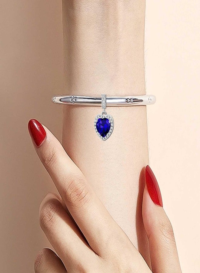 KunBead Dangle September Birthstone Love Heart Birthday Charms Compatible with Pandora Charm Bracelet Necklace - Image 4