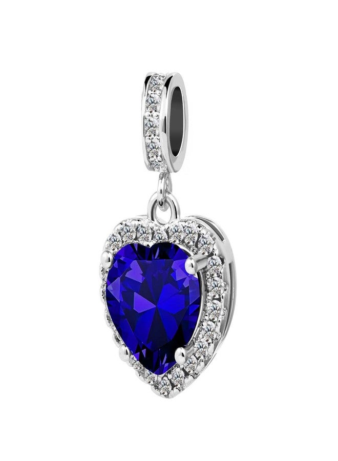 KunBead Dangle September Birthstone Love Heart Birthday Charms Compatible with Pandora Charm Bracelet Necklace - Image 2