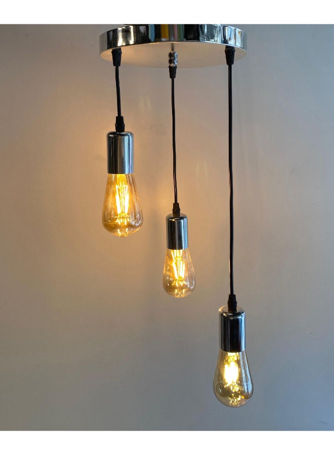 El Rawda Lighting Three-piece pendant with a distinctive and elegant shape without lamps | modern decorative LED E27 pendant light ceiling lamp hanging | suitable for any room | Color: Silver | Size: 60x23x23 cm - Image 2