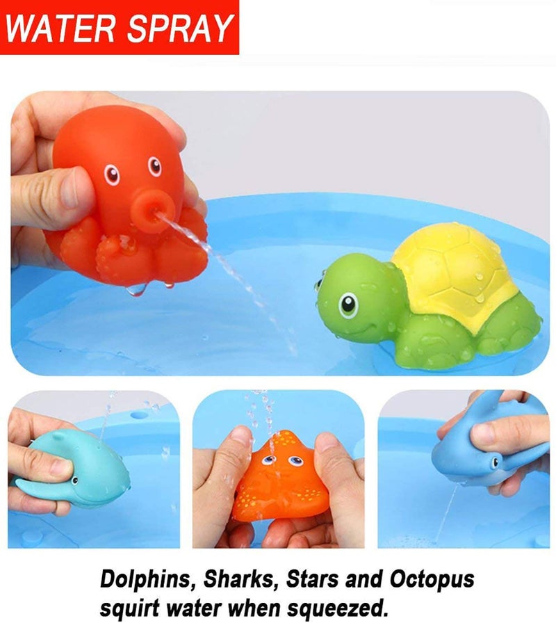 KECIABO Bath Toy, Water Spraying Discoloration Floating Animals, Bathroom Pool Accessory, Shark Fishing Play Set for Babies and Kids - Image 2