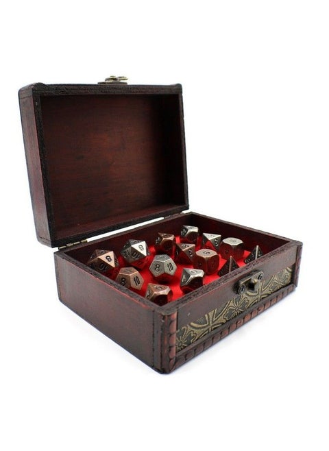 Twin Role Playing Metal Dice Sets With Storage Chest For Tabletop Games
