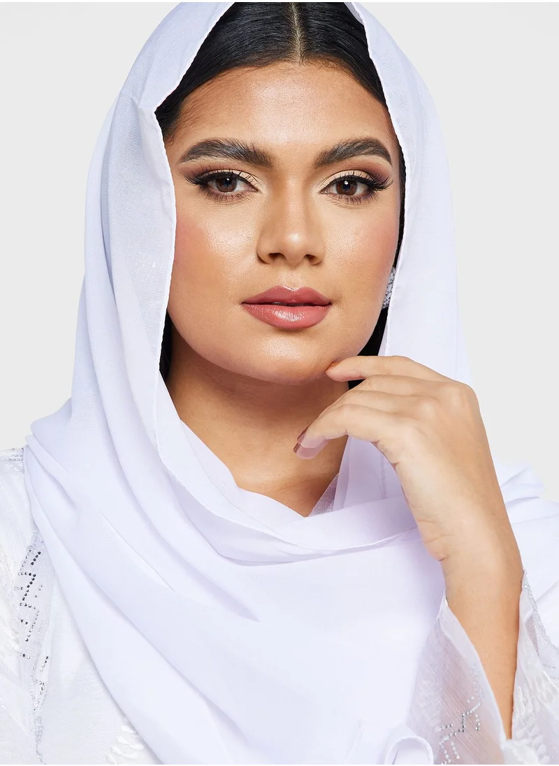 Khizana Lace Shimmer Abaya With Sheila