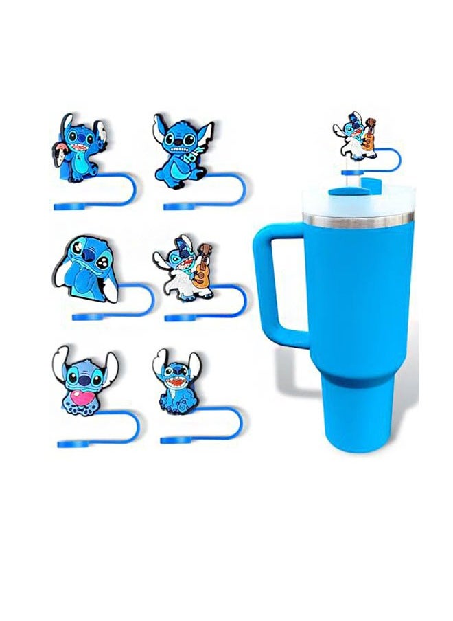 ZVEV 6PCS Silicone Straw Cover Cap for Stanley Cup Compatible with 30 and 40 Oz Tumbler Handles 10mm 0.4in Dust Proof Reusable Straw Tips Lids（Stitch Series ）  - Image 1