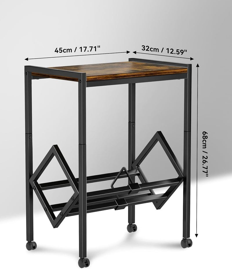 OGFC 25031 Space saving Record Player Stand, Vinyl Record Storage Cabinet with 2-Tier Storage 80-100 LP, Metal Vinyl Record Turntable Stand Record Player Table with Wheels for Albums - Image 3