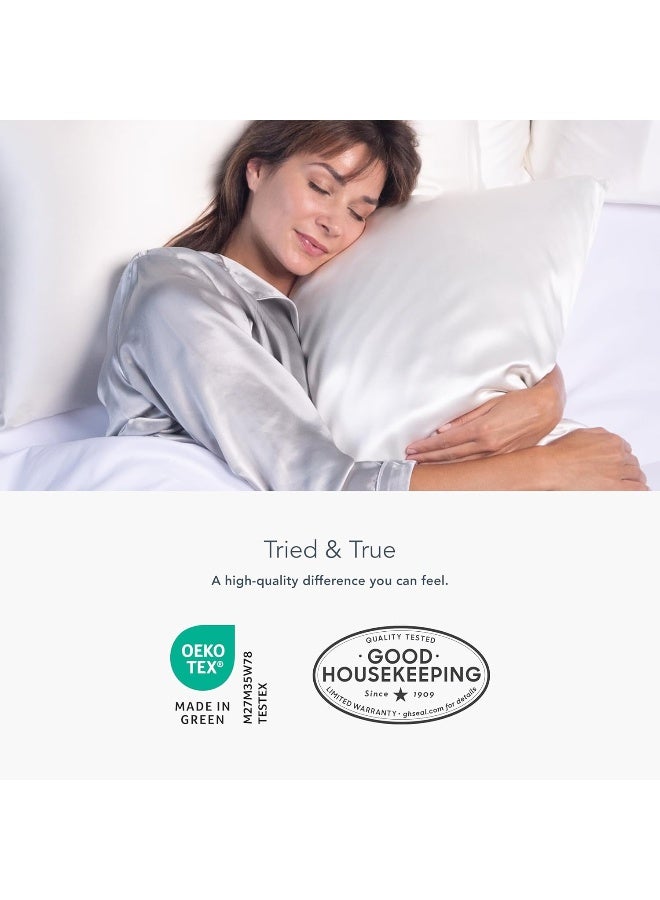 Fishers Finery غطاء وسادة من حرير التوت 30 مم 100% جودة مختبرة من Good Housekeeping باللون الأزرق مقاس كوين - Image 4