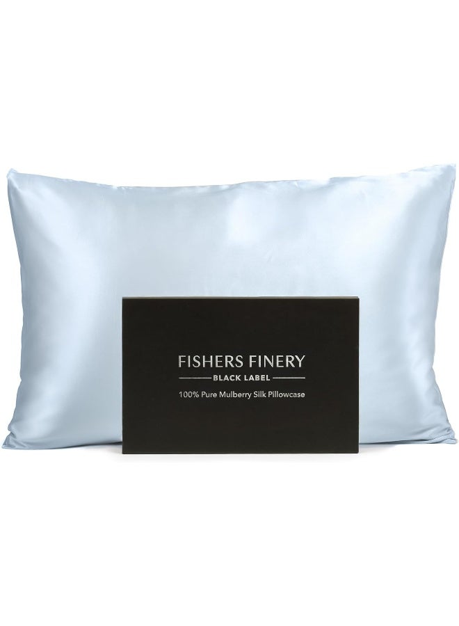 Fishers Finery غطاء وسادة من حرير التوت 30 مم 100% جودة مختبرة من Good Housekeeping باللون الأزرق مقاس كوين - Image 2