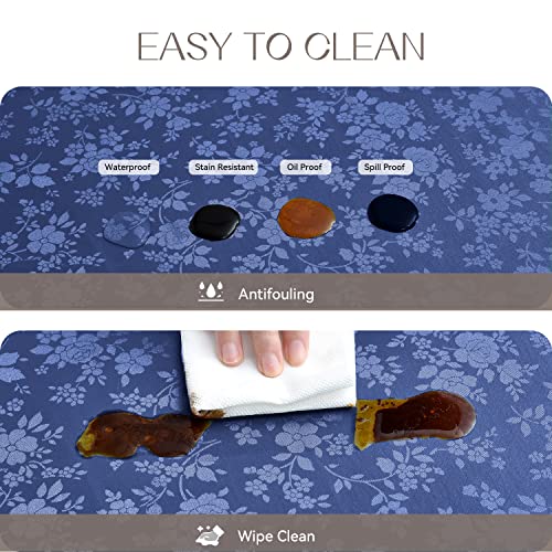 Romanstile Rectangle Vinyl Tablecloth,100% Waterproof Heavy Duty Oil Spill Proof Stain Resistant Plastic PU Table Cover with Flannel Backing for Kitchen, Dining (Rose Navy Blue, 60 x 84) - Image 3