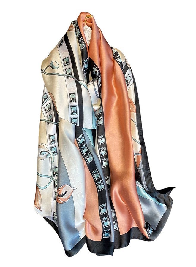 Aufeel Fashion Scarves 100% Silk Felling Scarf Long Lightweight Sunscreen Shawls Wrap for Women Hair Scarves, Modern Stylish, L - Image 1
