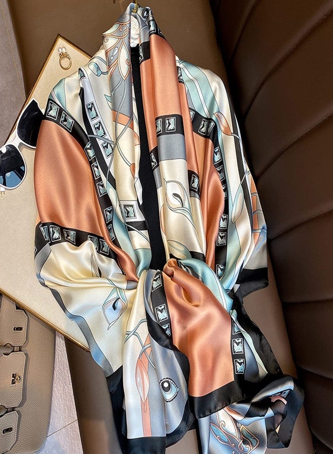 Aufeel Fashion Scarves 100% Silk Felling Scarf Long Lightweight Sunscreen Shawls Wrap for Women Hair Scarves, Modern Stylish, L - Image 2