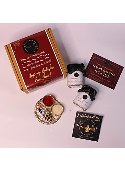 Wrapped up Love Wrapped Up Love Rakhi Gift Set 2 Mini Scented Candles 1 Rakhi 1 Rakshabandhan Card 