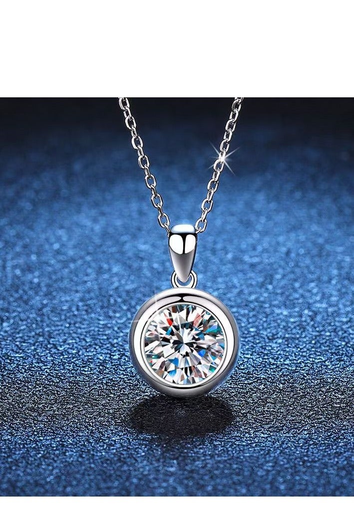 Akali Women's Moissanite Necklace, 1 Carat Lab-Created Diamond Necklace, 925 Sterling Silver Plated with 18K White Gold, Single Pendant Jewelry - Image 3