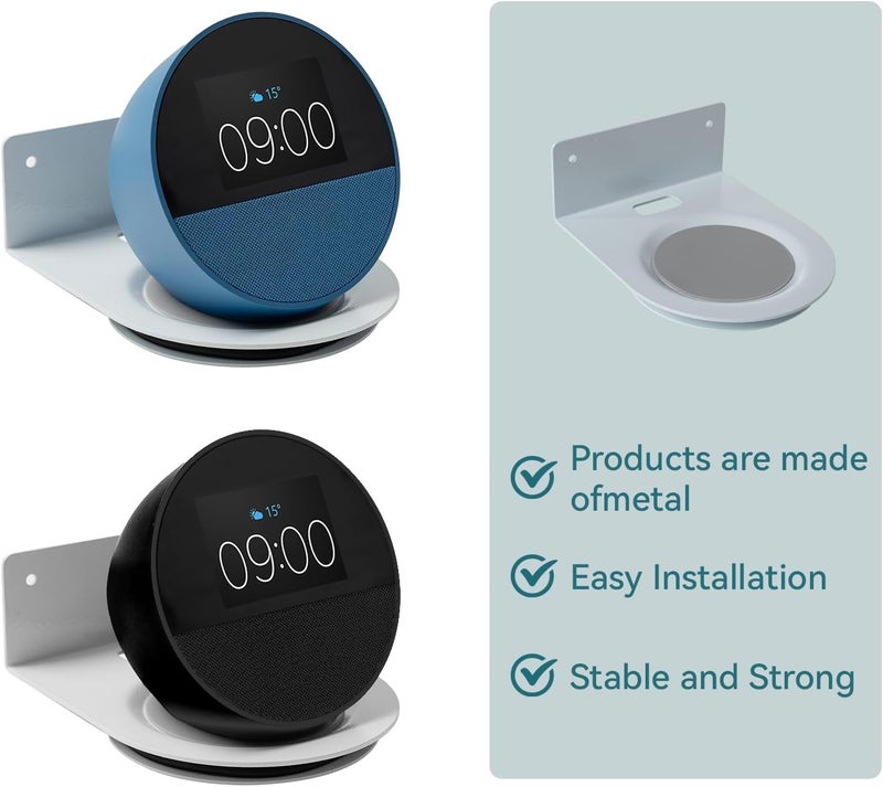shinar Metal Wall Mount Compatible with Echo Spot 2024/Homepod 2, Bracket Accessories Stand Compatible with Spot/Homepod 2 Integrated Cable Management Max. 20 lbs (White) - Image 3