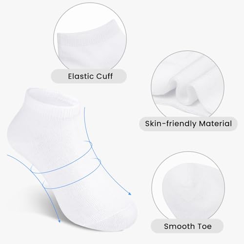 Auranso 12 Pairs Boy Athletic Ankle Socks Girl Low Cut Sock White Black Grey 9-12 Years - Image 2