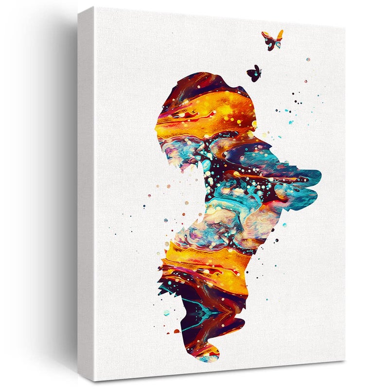 JerLoe Watercolor Shih Tzu Dog Canvas Wall Art Shih Tzu and Butterflies Canvas Print Painting Poster Wall Decor Framed Dog Lovers Gifts 12x15 Inch