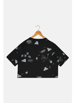 Adidas Kids Girl Brand Logo Outdoor T-Shirts, Black  - Image 2