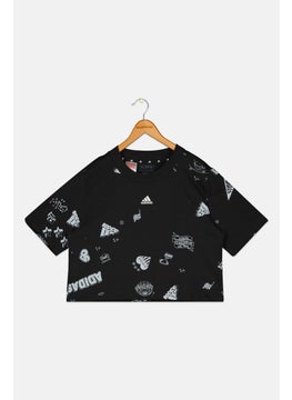 Adidas Kids Girl Brand Logo Outdoor T-Shirts, Black  - Image 1