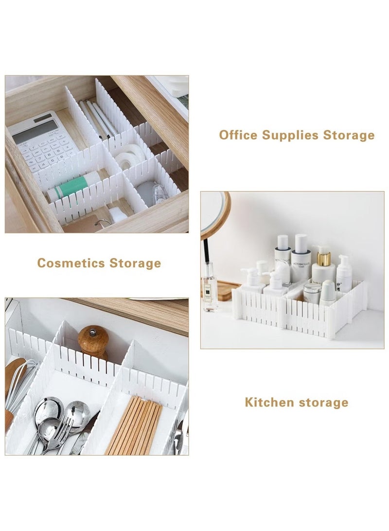 5 in White DIY Grid Drawer Organizer for Socks, 4PC Adjustable Plastic Storage Drawers Divider, Drawer Organizer Grid Dividers, Drawer Partitions for Tie, Bras, Underwear, Makeup (White) - Image 4