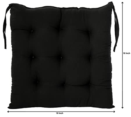 TEEJA Geomatric Printed Microfiber Durable Comfortable Soft Square Chair Pad Cushion Seat Pad with Ties 16INCHES 16 INCHES Black 7 - Image 3