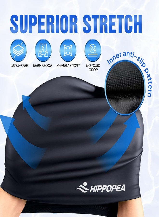 HIPPOPEA Extra Large Silicone Swim Cap for Long Hair, Dreadlocks, Braids, Weaves, Hair Extensions, Curly Afro Styles, Anti Slip 3D Ergonomic Swimming Cap for Women Men Boy Girl (Extra Large) - Image 3