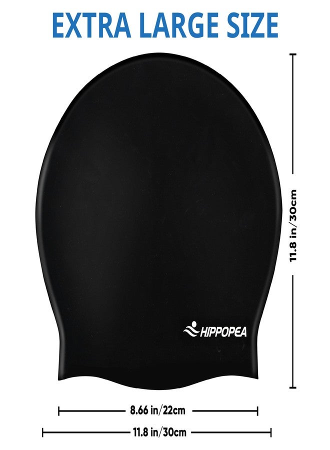 HIPPOPEA Extra Large Silicone Swim Cap for Long Hair, Dreadlocks, Braids, Weaves, Hair Extensions, Curly Afro Styles, Anti Slip 3D Ergonomic Swimming Cap for Women Men Boy Girl (Extra Large) - Image 2