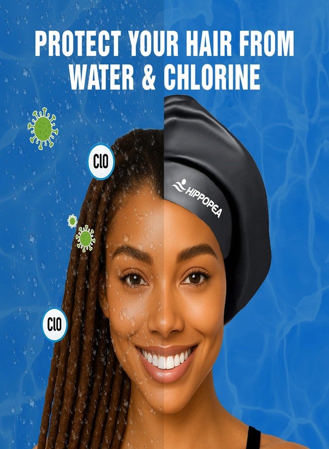 HIPPOPEA Extra Large Silicone Swim Cap for Long Hair, Dreadlocks, Braids, Weaves, Hair Extensions, Curly Afro Styles, Anti Slip 3D Ergonomic Swimming Cap for Women Men Boy Girl (Extra Large) - Image 5