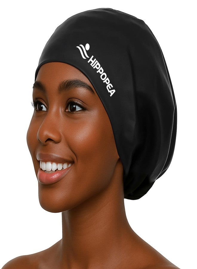 HIPPOPEA Extra Large Silicone Swim Cap for Long Hair, Dreadlocks, Braids, Weaves, Hair Extensions, Curly Afro Styles, Anti Slip 3D Ergonomic Swimming Cap for Women Men Boy Girl (Extra Large) - Image 1