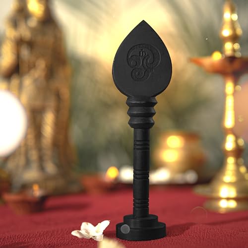 WoCra® Karungali Vel with Stand Base Original 6 Inches Height, Government Lab Certified Black Ebony Wood Vel |100% Natural Unpolished Karungali Vel | Great Gift for Loved Ones |1 Piece - Image 1
