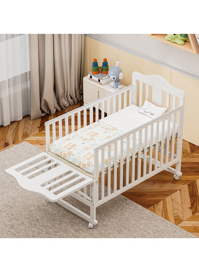 FUN MOMENT Wooden Baby Bed with Mosquito Net, Baby Bed with Adjustable Height Stretchable Crib Head, Newborn and Toddler - Image 5