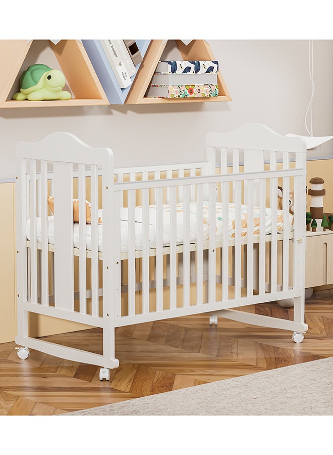 FUN MOMENT Wooden Baby Bed with Mosquito Net, Baby Bed with Adjustable Height Stretchable Crib Head, Newborn and Toddler - Image 4