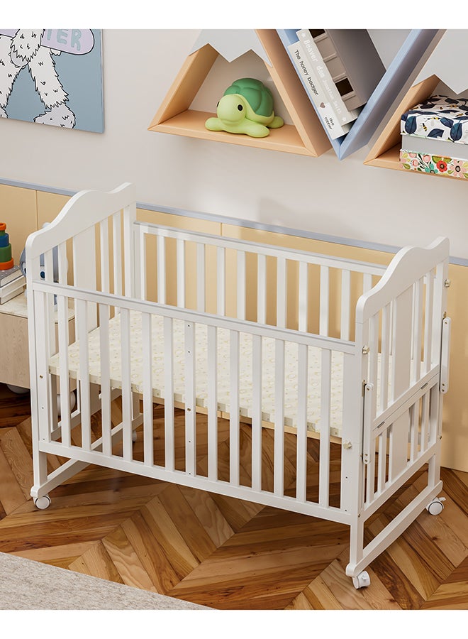 FUN MOMENT Wooden Baby Bed with Mosquito Net, Baby Bed with Adjustable Height Stretchable Crib Head, Newborn and Toddler - Image 3